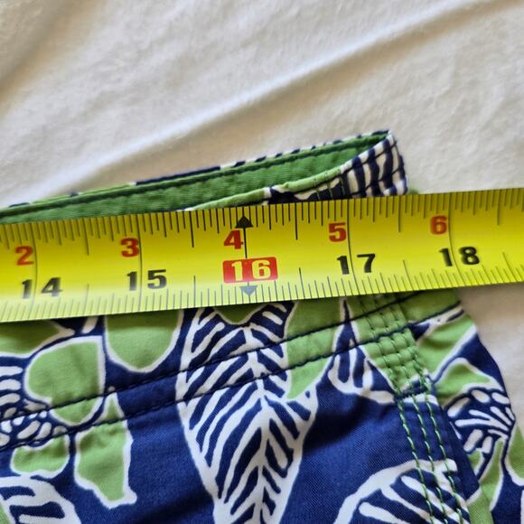 Reyn Spooner Retro Hawaiian Floral Print Board Shorts Size 34 Navy Green Surf - Picture 9 of 10